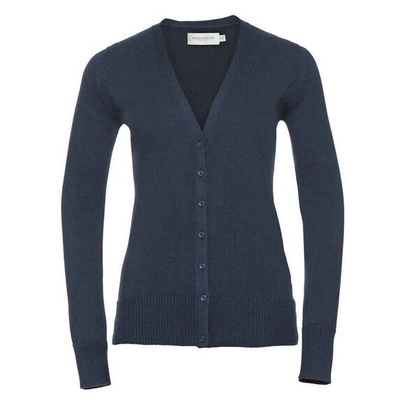 Russell Collection Womens/Ladies Knitted V Neck Cardigan / French Navy - Picture 1 of 4
